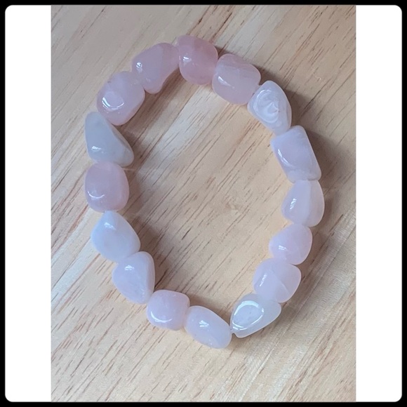 Rose Quartz Bundle - Necklace, Bracelet, & Meditation Heart Palm Stone - Picture 5 of 6